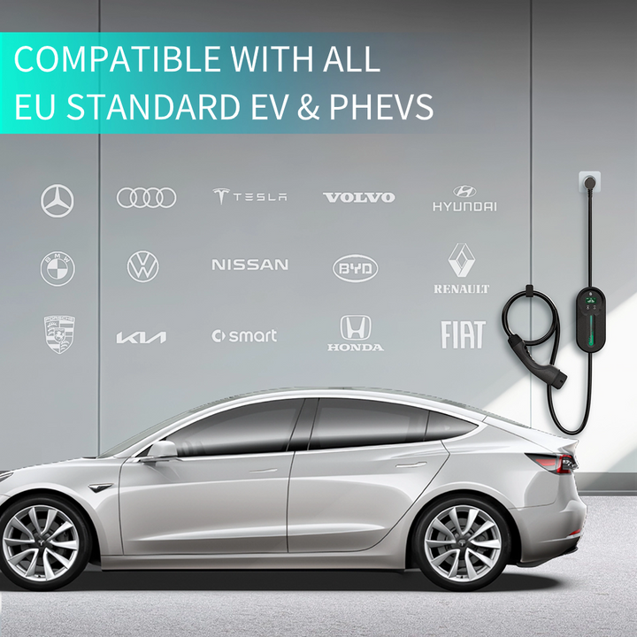 portable EV charger compatible with all EU standard EV and PHEVS