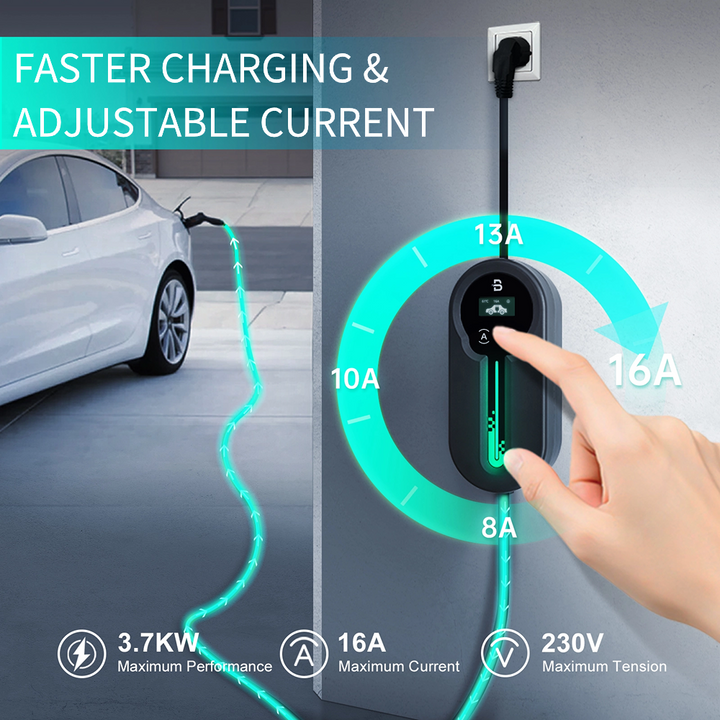 portable EV faster charging and adjustable current